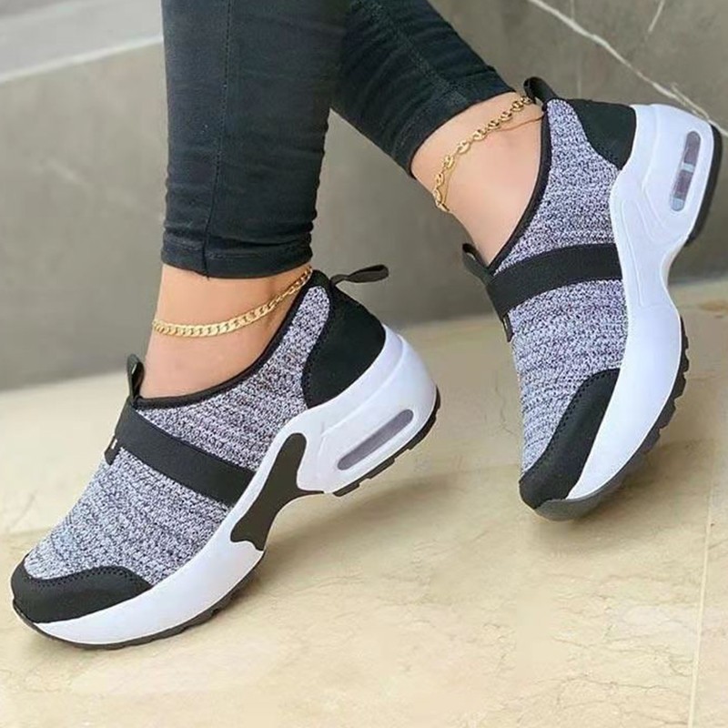 Lucifer Autumn Knitted Platform Sneakers Woman 2021 Breathable Mesh Slip-on Casual Running Shoes Ladies Sock Shoes Plus Size 43