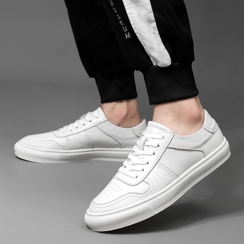 Spring new white shoes men's shoes tide wild men's Korean casual shoes genuine white formal shoes lace up student sneakers