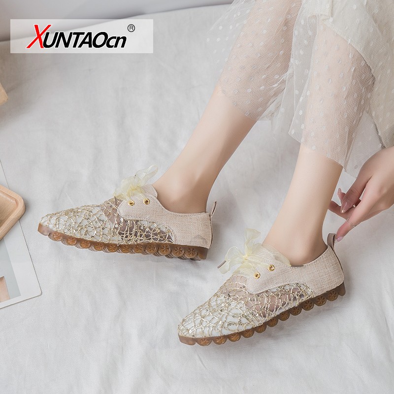 Women's canvas shoes summer 2021 new Korean style all-matching flat shoes mesh surface breathable shoes casual soft sole shoes