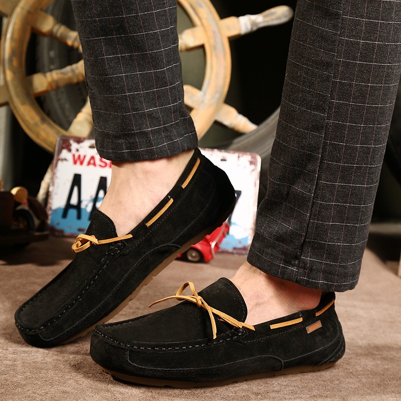 High Quality Men's Leather Shoes Lace Up Soft Sole Driving Shoes Casual Breathable Moccasin Shoes For Men