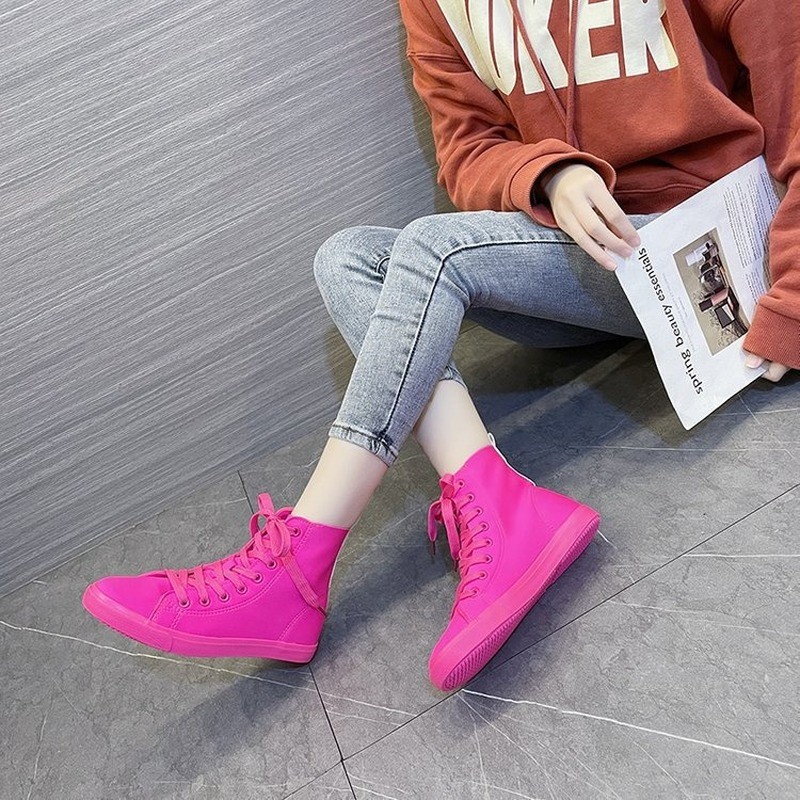 Rose Red Yellow Purple Orange Green Color Microfiber Leather High Quality Sneakers Women Running Shoes Leather Women Sneakers