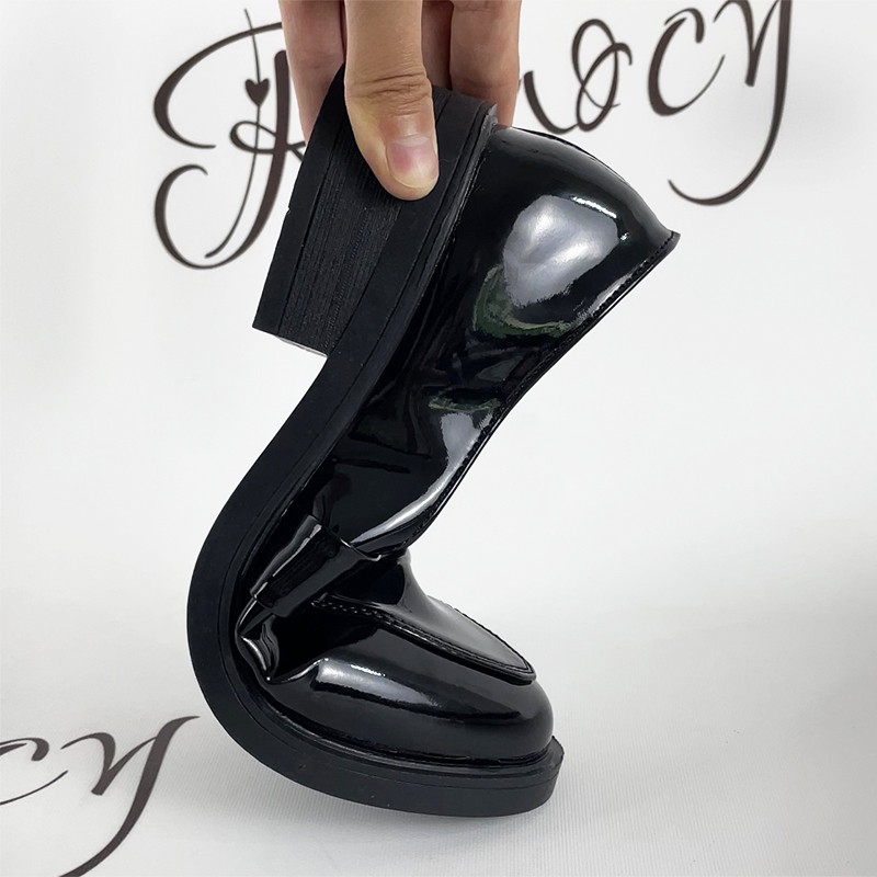 Rimocy Patent Leather Loafers Women 2022 Spring Slip On Thick Heel Casual Shoes Classic Black Soft Bottom Office Lady Shoes