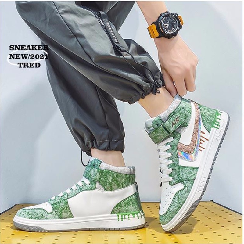 PU Leather High Top Casual Shoes For Men Autumn Breathable 2021 New Trend All-match Increased Formal Shoes Men Casual Sneakers Casual Shoes