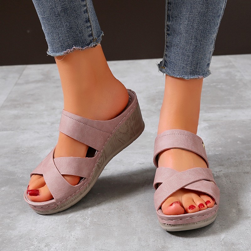 Rimocy Platform Wedges Slippers Women 2022 Summer Open Toe Beach Sandals Woman Plus Size 42 Non-slip Thick Bottom Slides Mujer