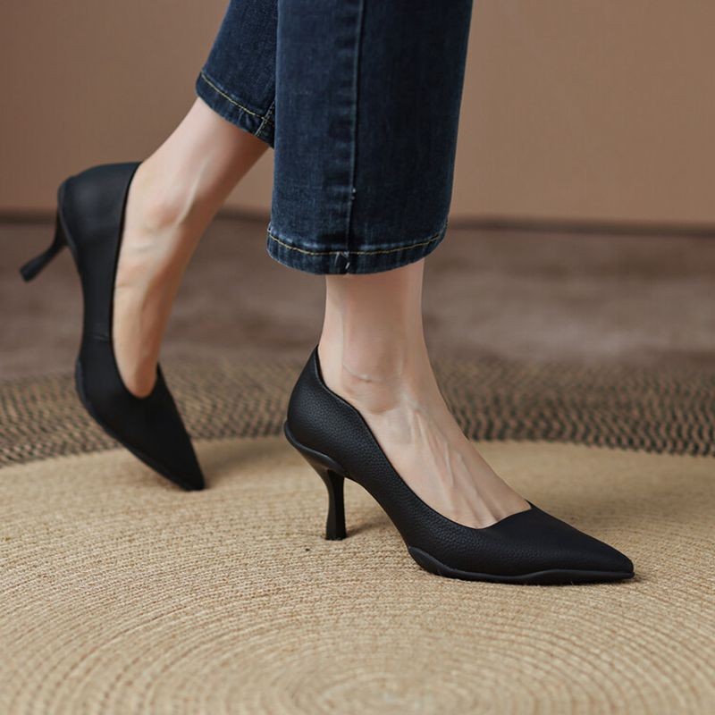 REAVE CAT 2022 Women's Pumps Pointed Toe Thin High Heels 8.5cm Slip On Ladies Office 34-40 Solid Green Black Spring Daily S3624