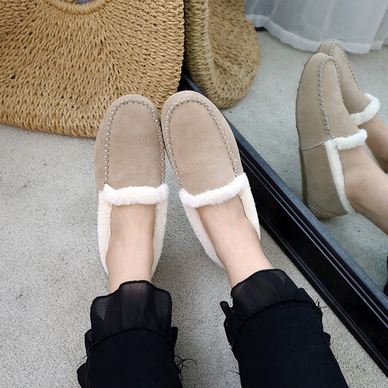 Women 2021 autumn winter new snow boots slip on fur warm soft flat plush add velvet to ladies tendon casual comfortable shoes