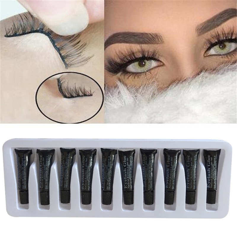 New 10pcs/set Professional Eyelashes Glue For Eyelashes Dark Black Waterproof Long Lasting Eye Lash Glue Accessories For Makeup Tools