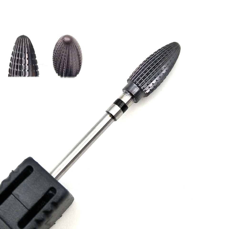 HYTOOS 1pc Tungsten Carbide Nail Drill Bit 3/32" Manicure Cutters Black Titanium Burr Nail Drill Accessories Nail Grinding Tools