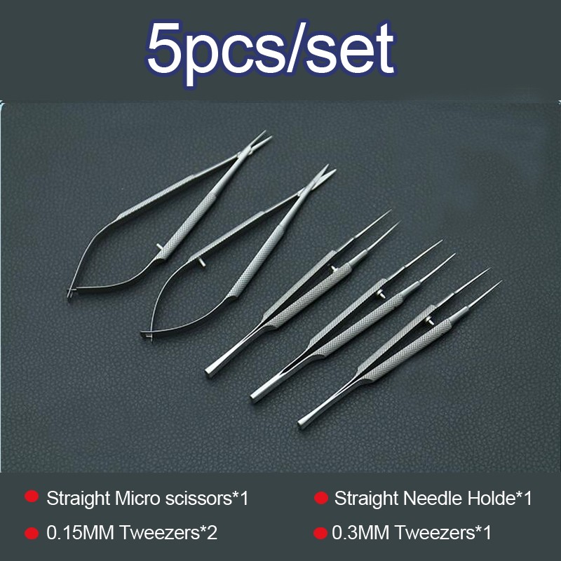 New Eye Microsurgery Instruments 12.5cm Scissors + Needle Holders + Forceps Stainless Steel Surgical Tool