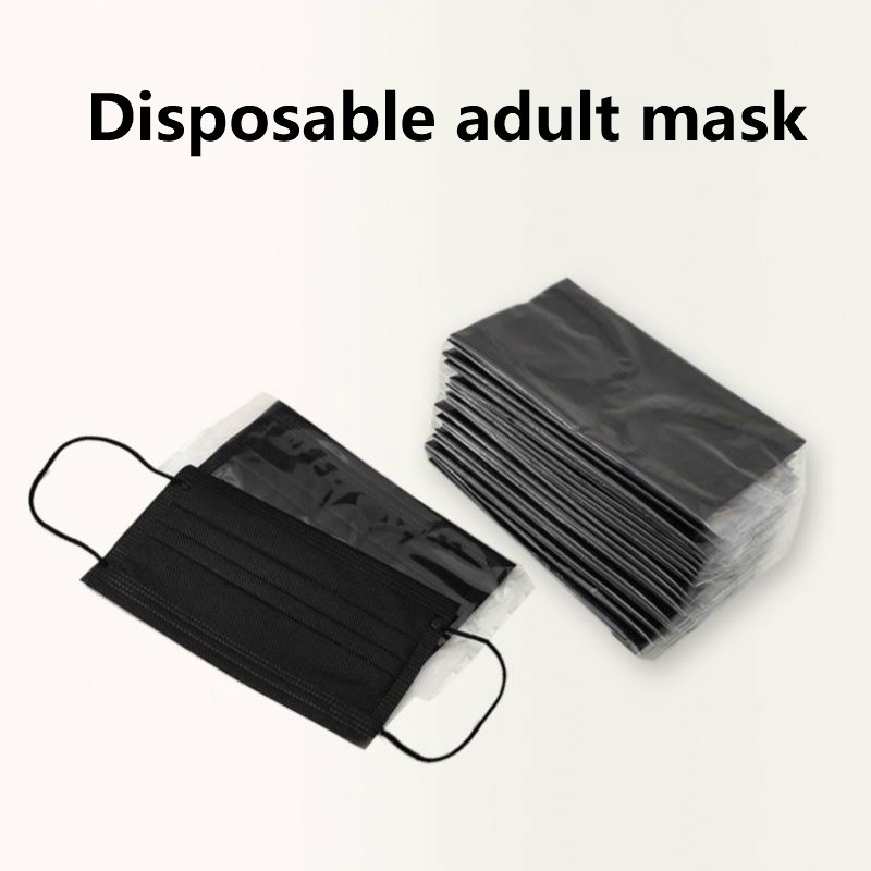 10/100/200/400pcs Disposable Adult Mask 3-Layer Non-woven Meltblown Mask Individually Wrapped Mask Black Filter Mask Face Masks