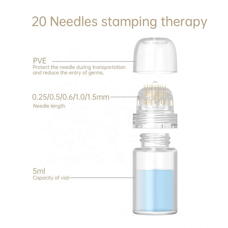 Newest Design Reusable Hydra Stamp 20 Pin Gold Titanium Needle Skin Care Anti Aging Whitening Bottle Roller Hydra Needle