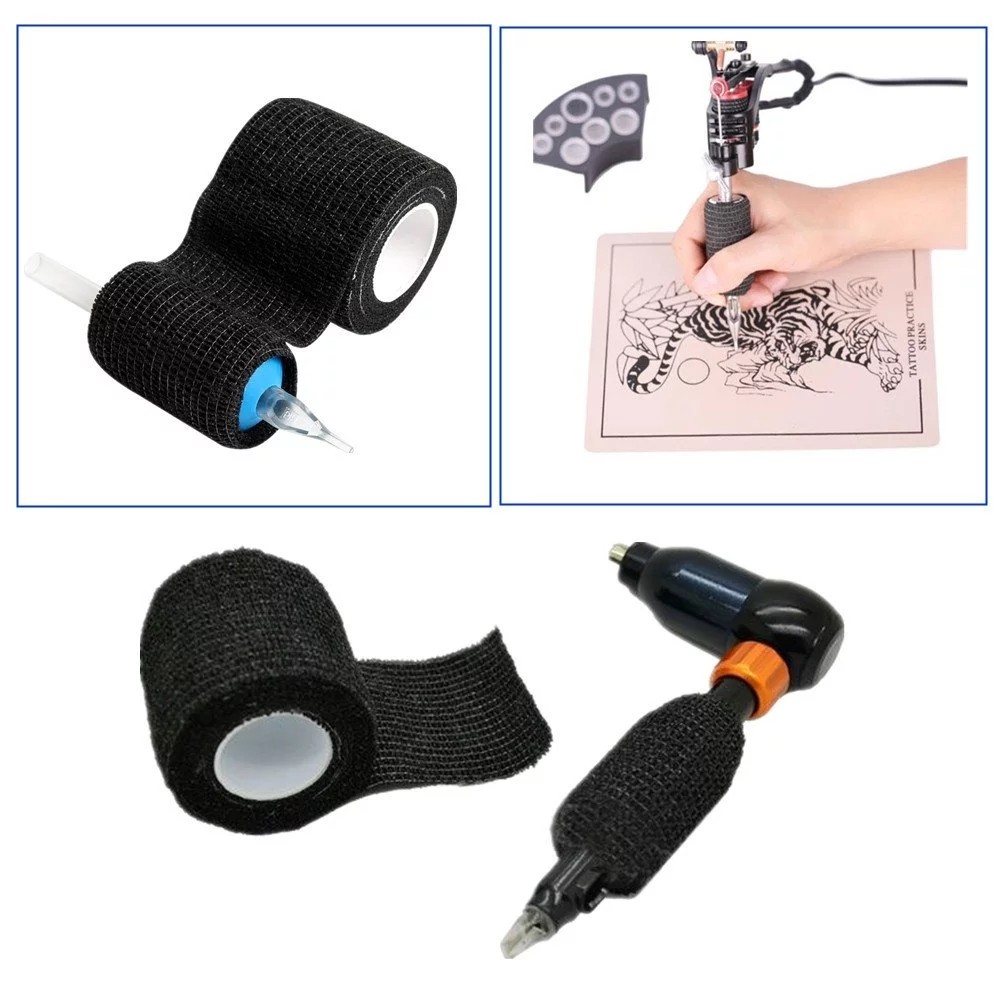 5/10/15/20 Black Tattoo Fist Bandage Cover Wraps Nonwoven Tapes Waterproof Self Adhesive Finger Protection Tattoo Accessories