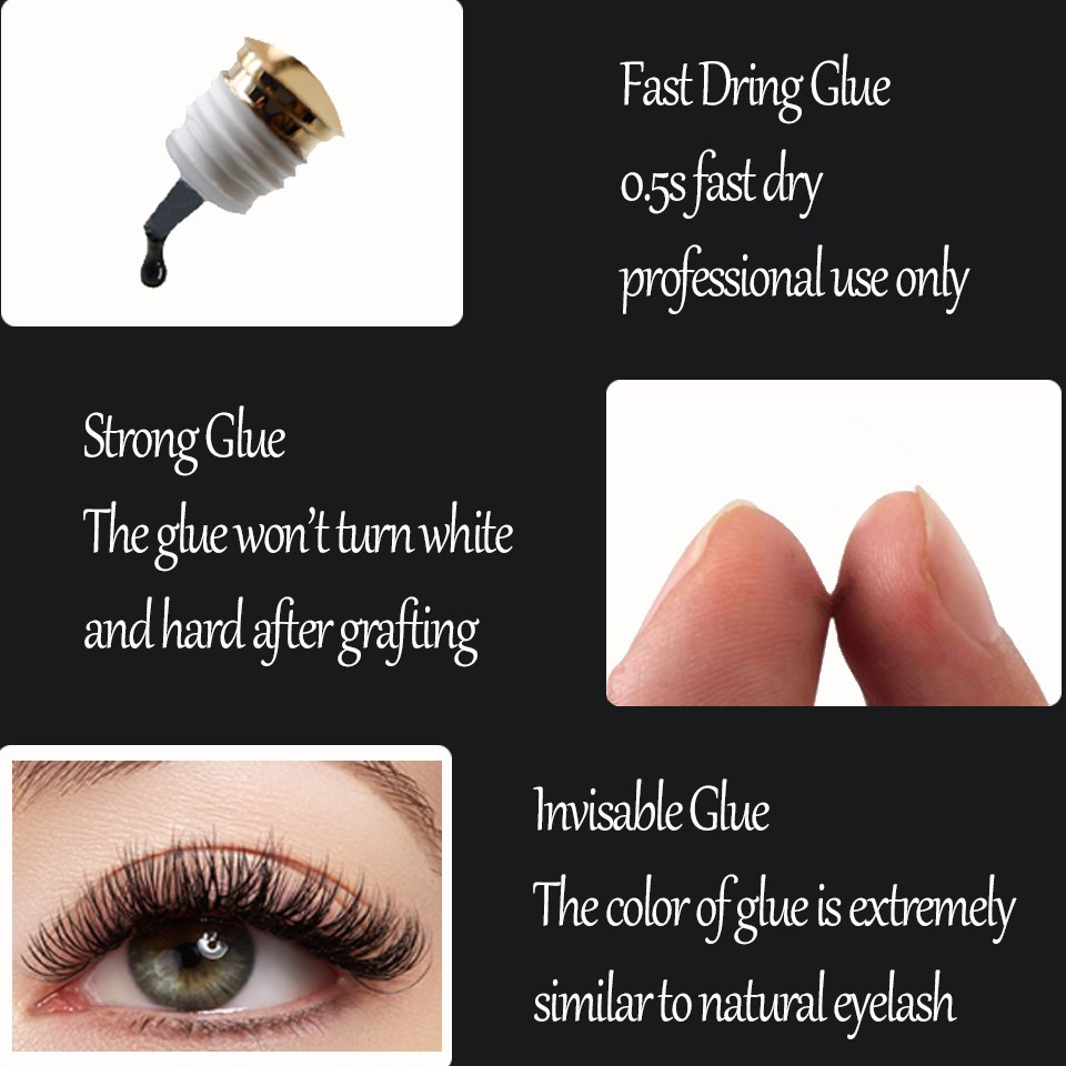 Glesum-Glue Queen Dry 0.5 Seconds New Product High Quality Latex Free Gold Bottle Irritant Eyelash Extension Makeup Adhesive