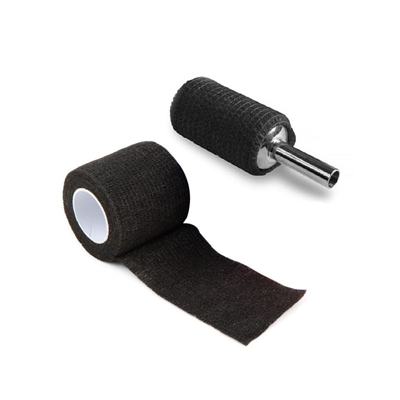 Black EZ Disposable 2''x5 Yards Grip Tattoo Cover Wrap Waterproof Self Adhesive Tape Roll For Tattoo Machine Grip Tube