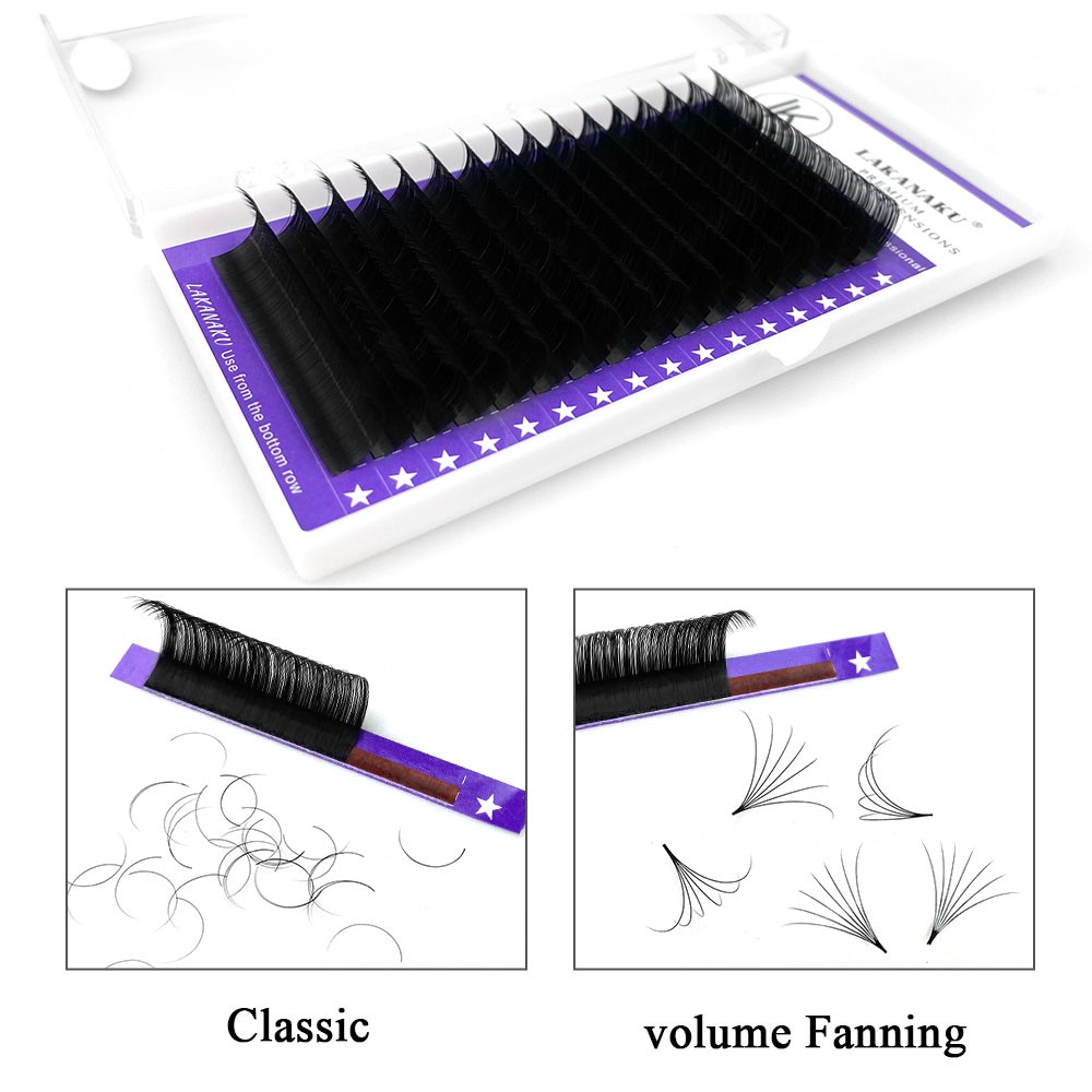 LAKANAKU Mink False Eyelashes Extension 10pcs/lot False Matte Individual Volume Eyelash Extensions Black Matte Eyelash