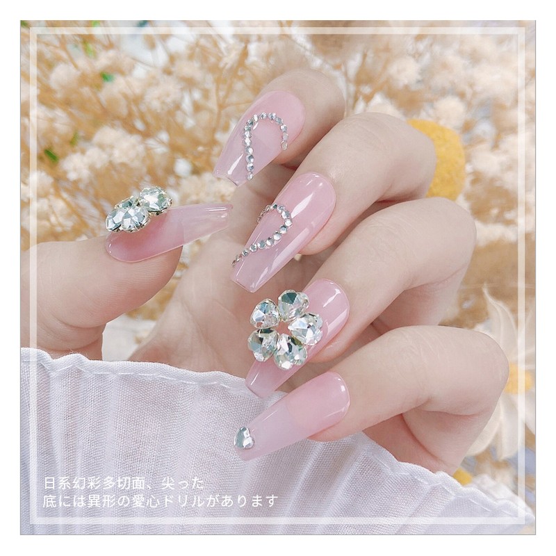 10pcs/lot 3D Nail Art Love Hearts Flowers Shapes AB Side Rhinestones Nail Tips Decorations