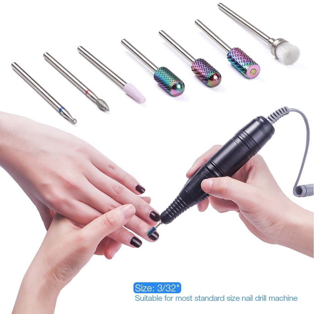 7pcs Acrylic Tungsten Carbide Cutting Machines for Electric Nail Drill Machine Manicure Pedicure Drill Bit Polishing Tool