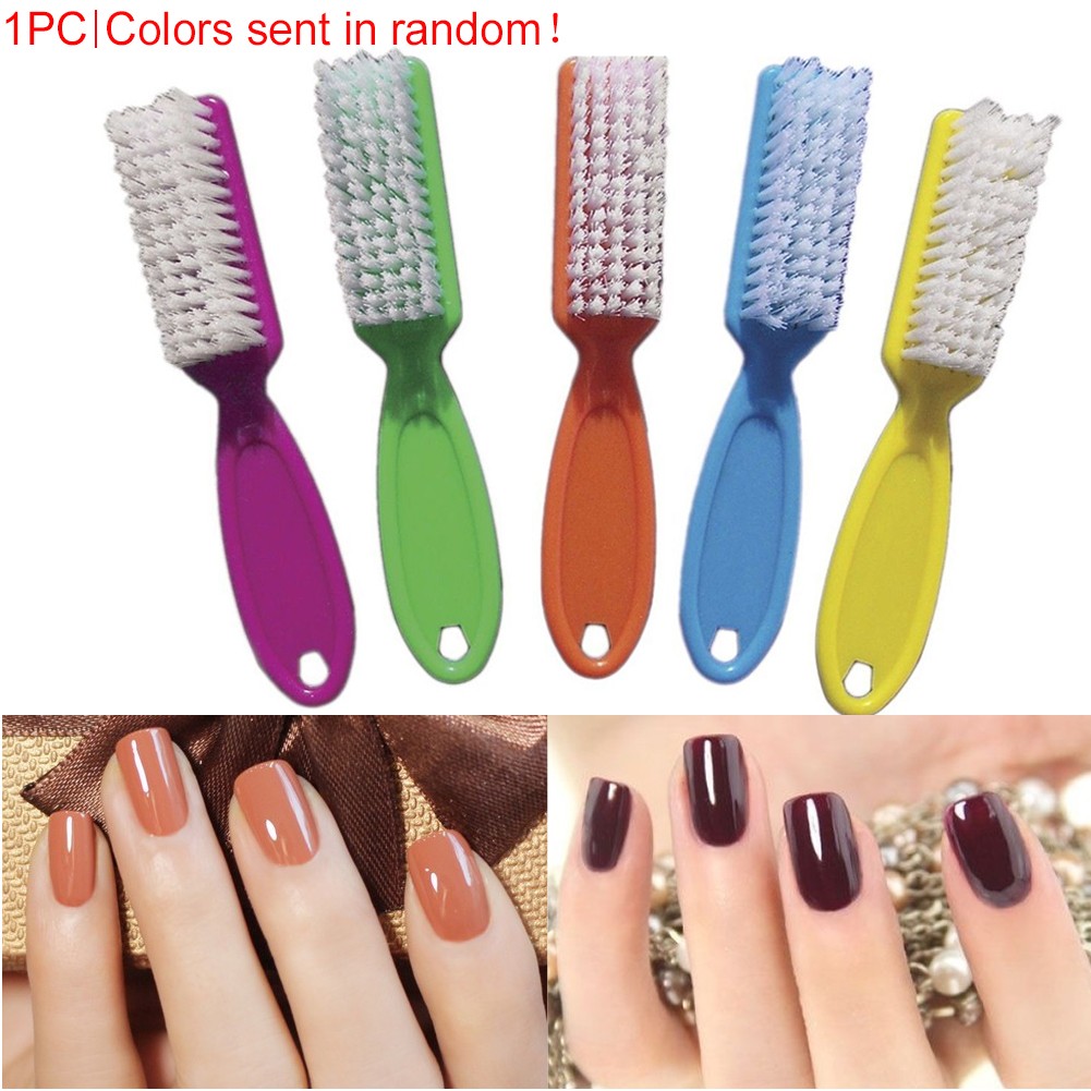 Long Handle Nail Dust Pedicure Manicure Brush Plastic Scrub Nail Tools Acrylic Gel Cleaning Dust Removal Multicolor