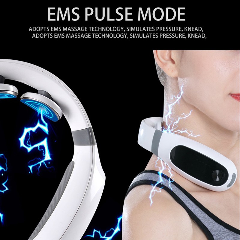 Electric Neck Massager Back Pulse 6 Modes Energy Control Far Infrared Heating Pain Relief Health Care Tool Relaxation Machine