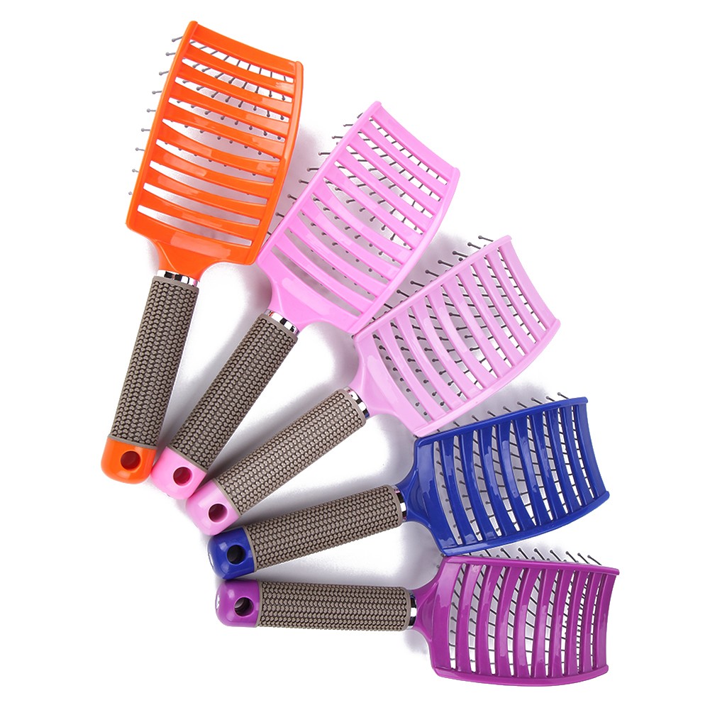Scalp Massage Comb Women Salon Nylon Bristles Curved Ventilation Curved Hair Brush Scalp Massage Comb Hair Styling Tools