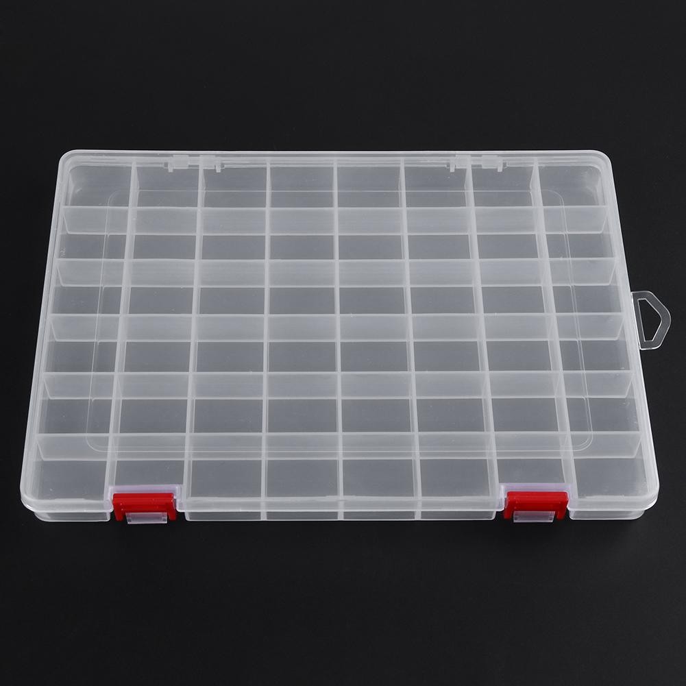 Rectangle Plastic Organizer 48 Compartment Storage Box Adjustable Pill Container Rings Jewelry Box Home Organizer