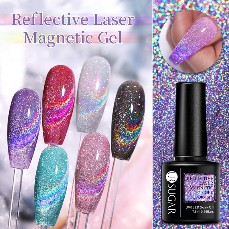 UR SUGAR 7.5ml Cat Reflective Magnetic Nail Gel Polish Rainbow Gel Shine Laser Gel Soak Off UV Varnish LED Nail Art Design