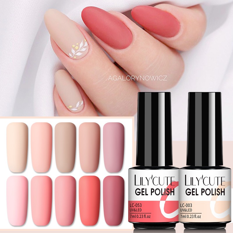 LILYCUTE 7ml UV Nail Gel Polish Autumn Winter Color Semi Permanent Matte Top Coat Necessary Soak Off UV LED Nail Art Gel Varnish