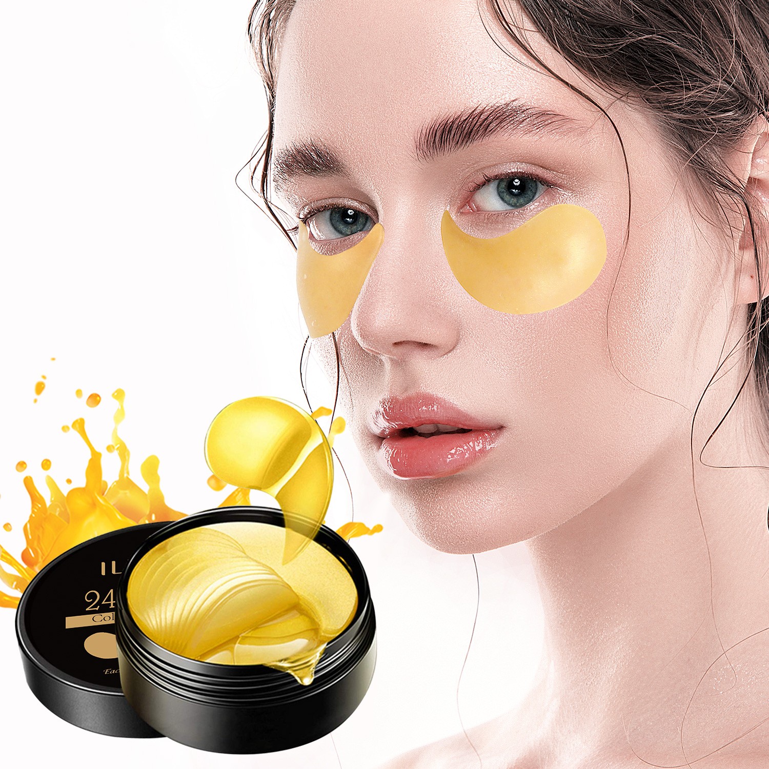 24K Collagen Gold Eye Mask Eye Patch Seaweed Gel Eye Remove Dark Circles Anti Puffiness Anti Aging Moisturizing Eyes Care-60pcs