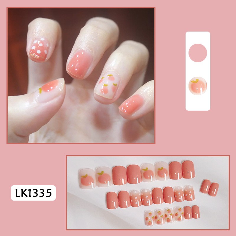 24pcs False Nails With Designs Nail Art Decoration Stickers Long Lasting Reusable Nail Tips Fake Nails Decals For Women DL