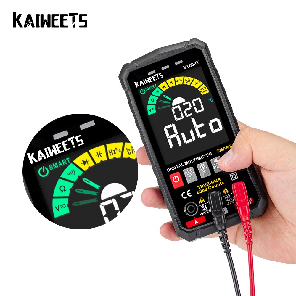 KAIWEETS ST600Y Ture RMS Digital Multimeter Intelligent Multimeter NCV Multimeter AC Voltage DC Capacitance Ohm Hz