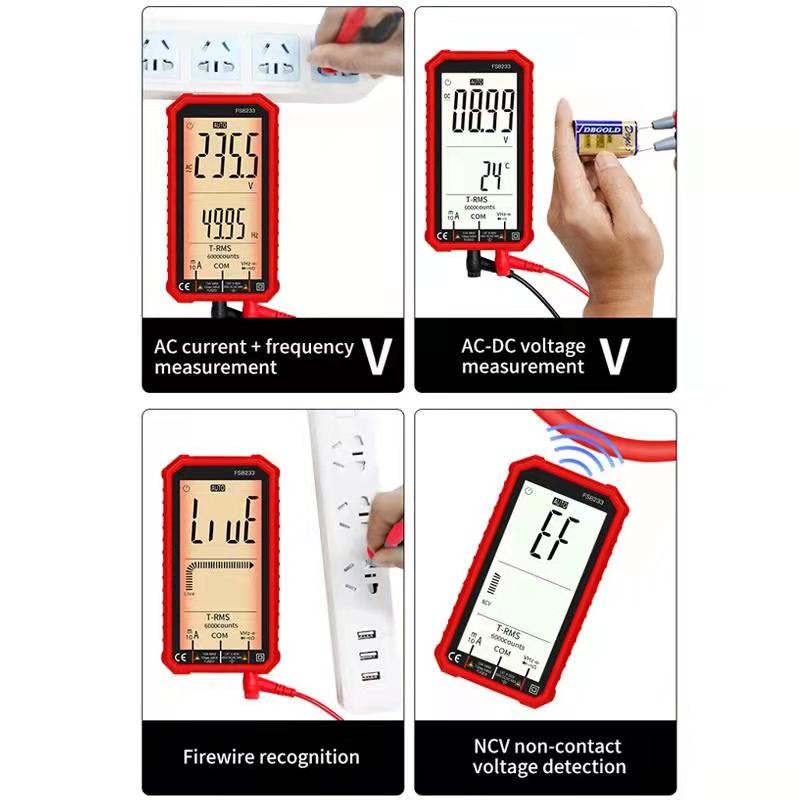 Smart Digital Multimeter 10A Current 600V Voltage AC DC LCD Display Multi Tester Doide Capacitor Frequency Temperature NCV