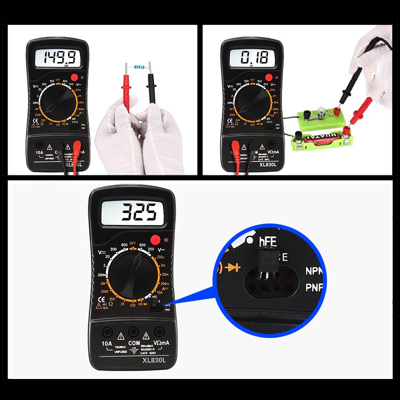 Taihom Digital Multimeter AC DC 600V Tester Alternating Current 10A Three-Path Diode 1999 Count Backlight Low Voltage Signal