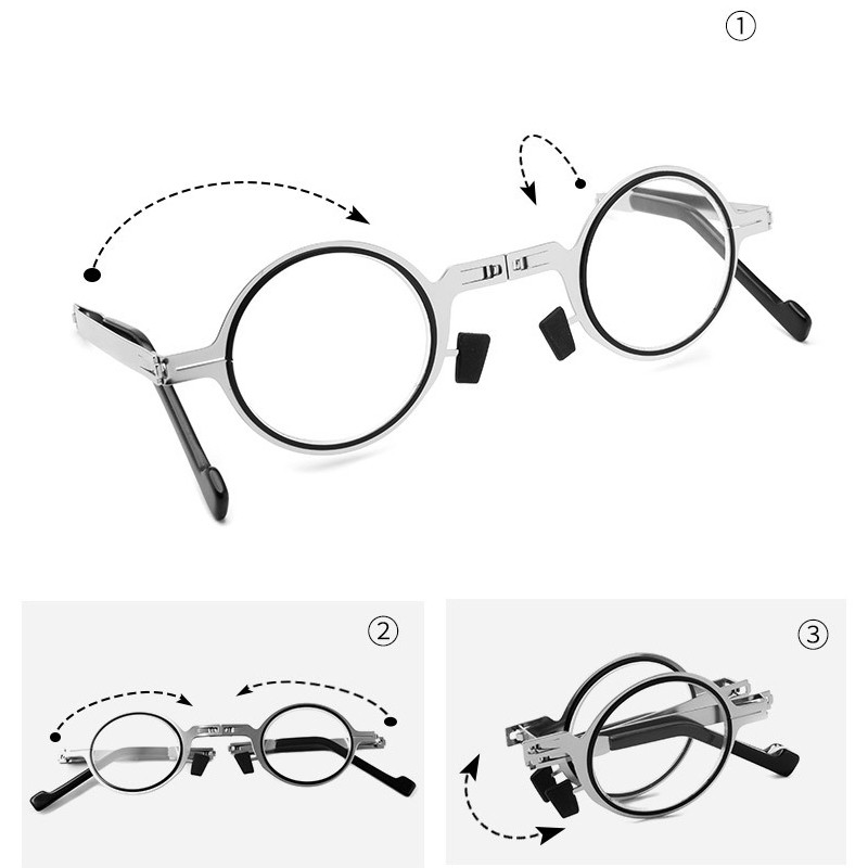 Folding anti blue ray reading glasses for women fashionable cat eye round frame portable ultra-thin reading glasses for men