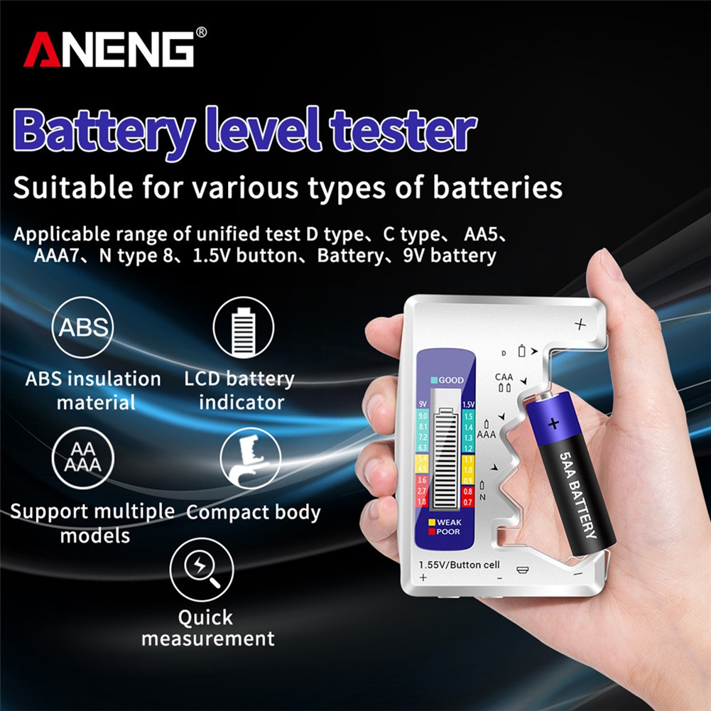 LCD Display Card Type Digital Battery Capacity Tester Universal AAA/AA/Button Cell/9V Batteries Voltage Test Energy Meter