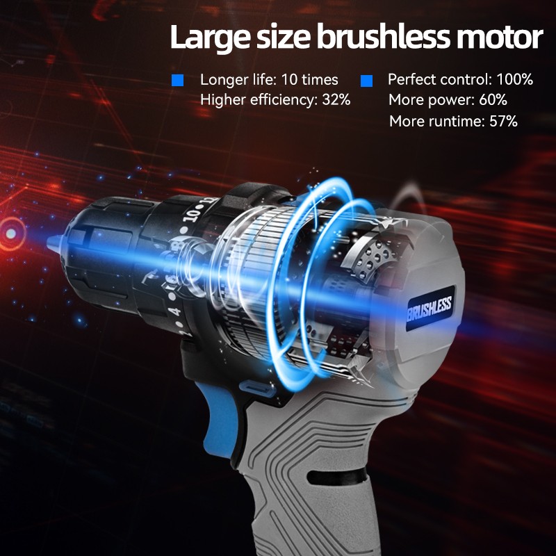 Electric Drill Brushless 45NM Cordless Drill 20V Mini Electric Power Tools Repair Screwdriver 5pcs Bits by PROSTORMER