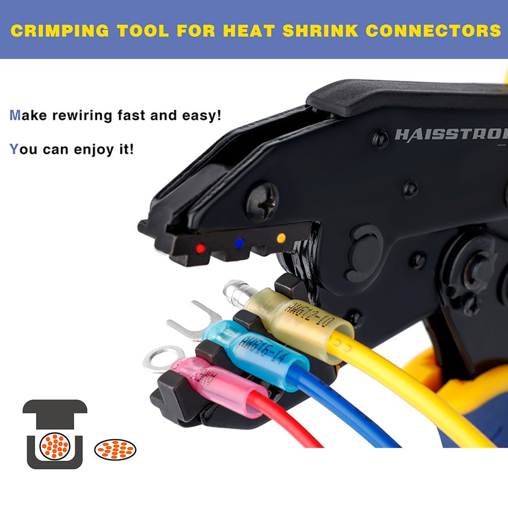 Haisstronica Crimping Tool Heat Shrink Connectors AWG 22-10 , Available For Nylon Connectors Electrical Connectors HS-8327