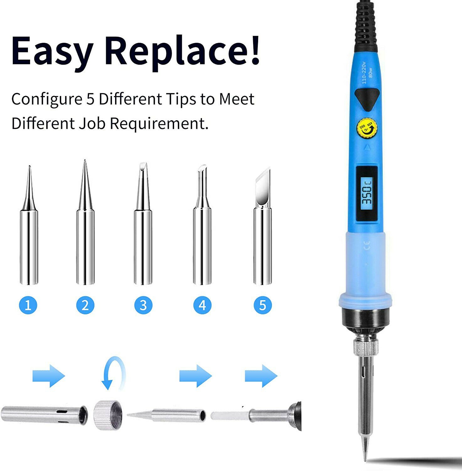 Adjustable Temperature Electric Soldering Iron Kit 220V 80W Soldering Soldering Rework Station LCD Display Repair Tools