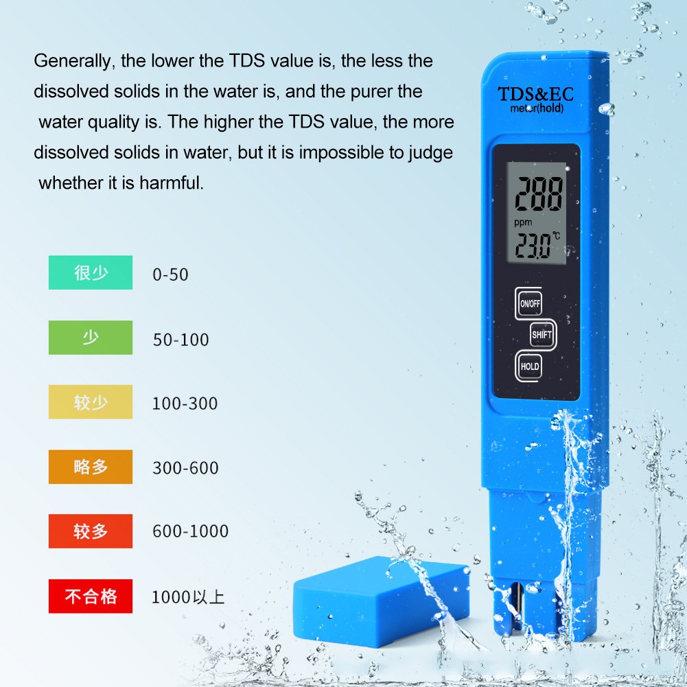 المحمولة القلم نوع 3 في 1 LCD شاشة ديجيتال جودة المياه TDS/EC/مقياس الحرارة تصفية 0-9990 المياه نقاء رصد تستر