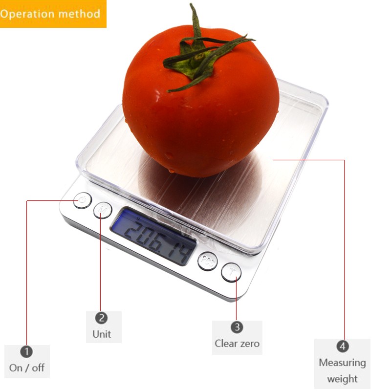 Mini Portable Electronic Scale, 0.01/500g, 3000/0.1g LCD Display for Jewelry Weighing, Kitchen and Mail Scale
