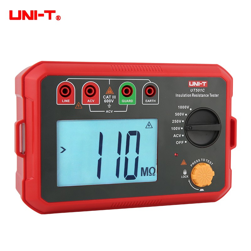 Uni-T Insulation Resistance Tester UT501C 100V 250V 500V 1000V Digital Megohmmeter 5GΩ High Voltage Motor Cable Ohm Megommeter