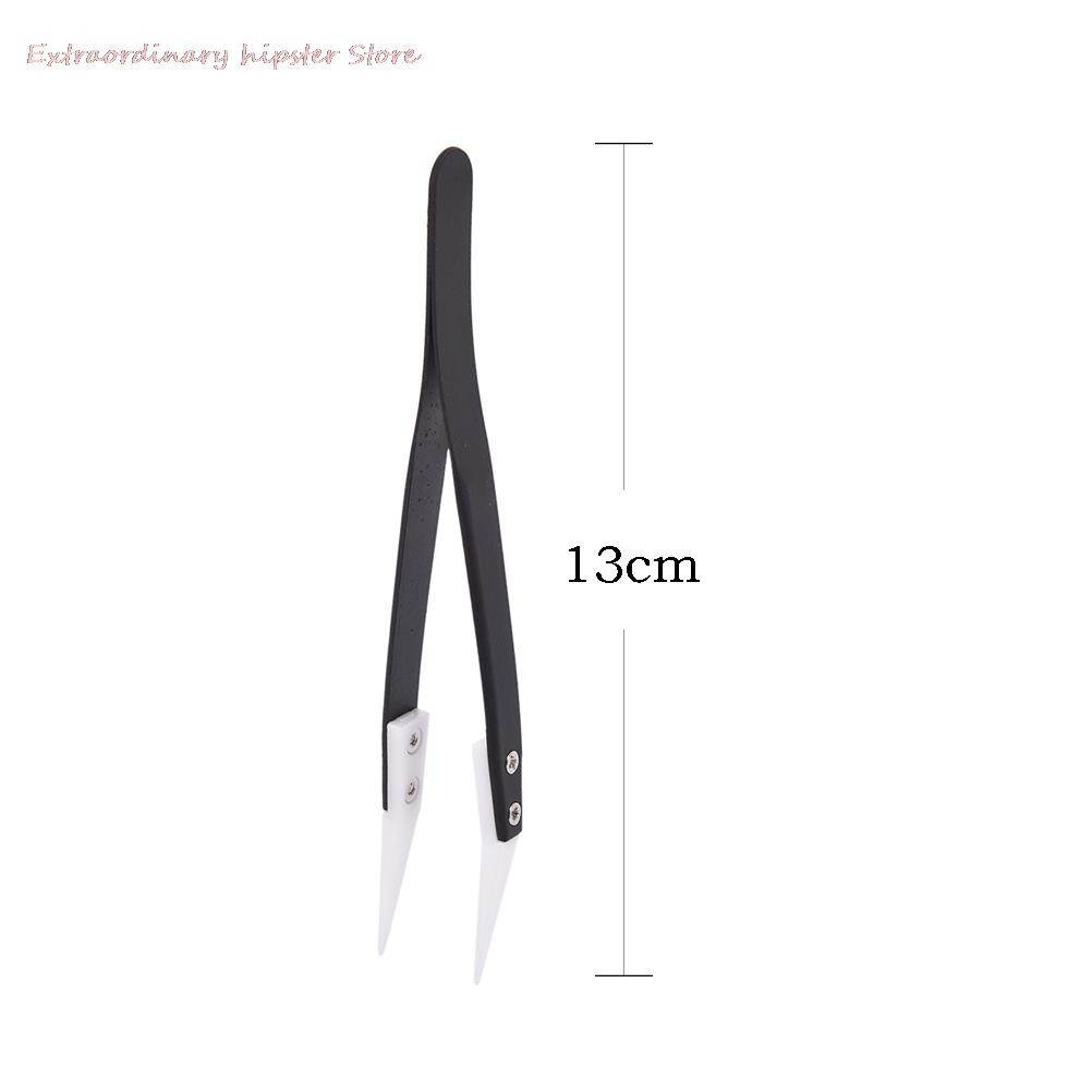 Great 1pc high quality ceramic tipped stainless steel tweezers fine pointed tip heat resistant