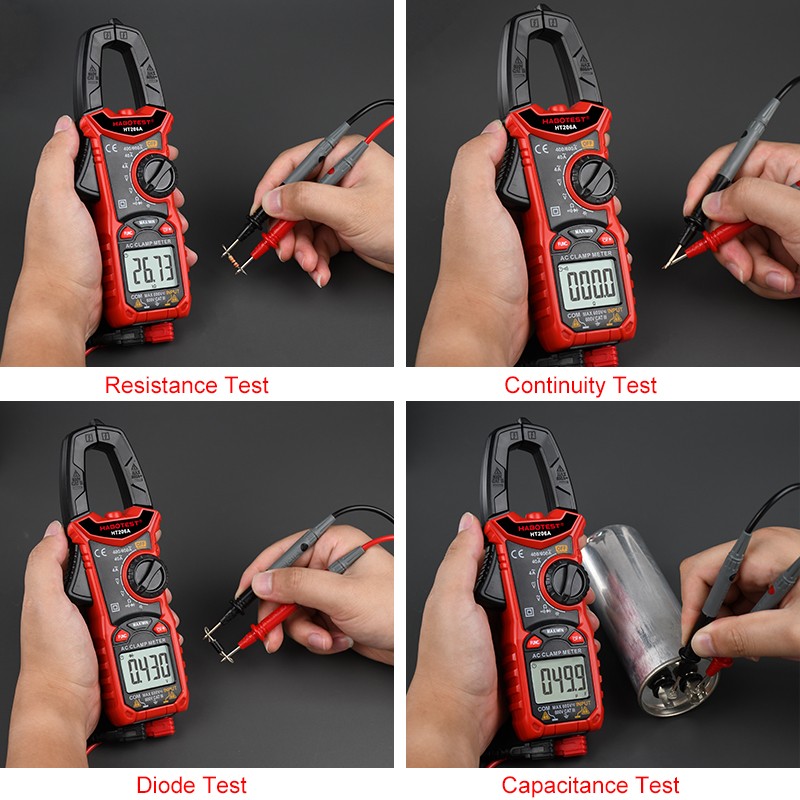 كماشة مقياس التيار الكهربائي Curent المشبك متر HABOTEST HT206A المهنية الرقمية المتعدد TRMS 600A أمبير متر 600 فولت التيار المتناوب تيار مستمر جهاز قياس الجهد الكهربائي