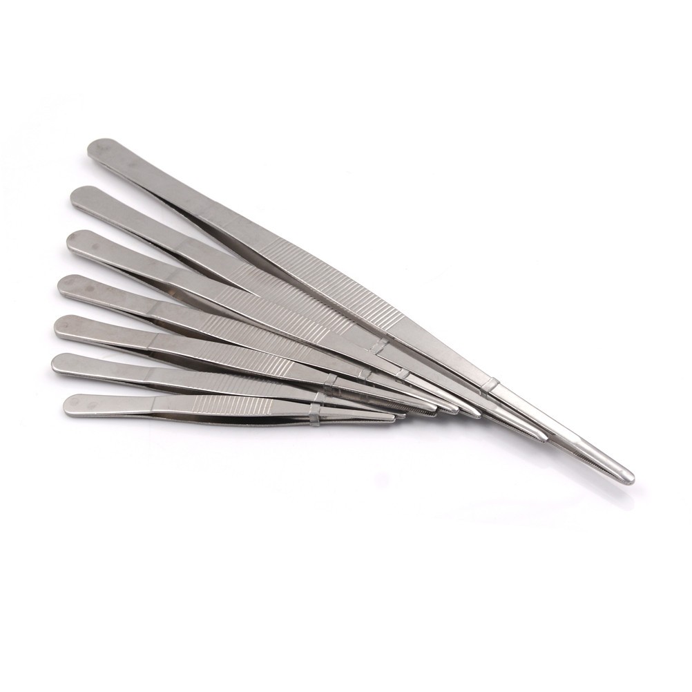 1pc Tweezers 12.5cm/14cm/16cm/18cm/20cm/25cm/30cm Stainless Steel Medical Dental Precision Long Straight Forceps Forceps