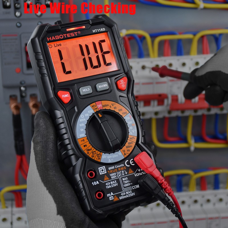 HABOTEST HT118 Professional Digital Multimeter 1000V 10A AC Voltmeter Transistor Capacitor Tester