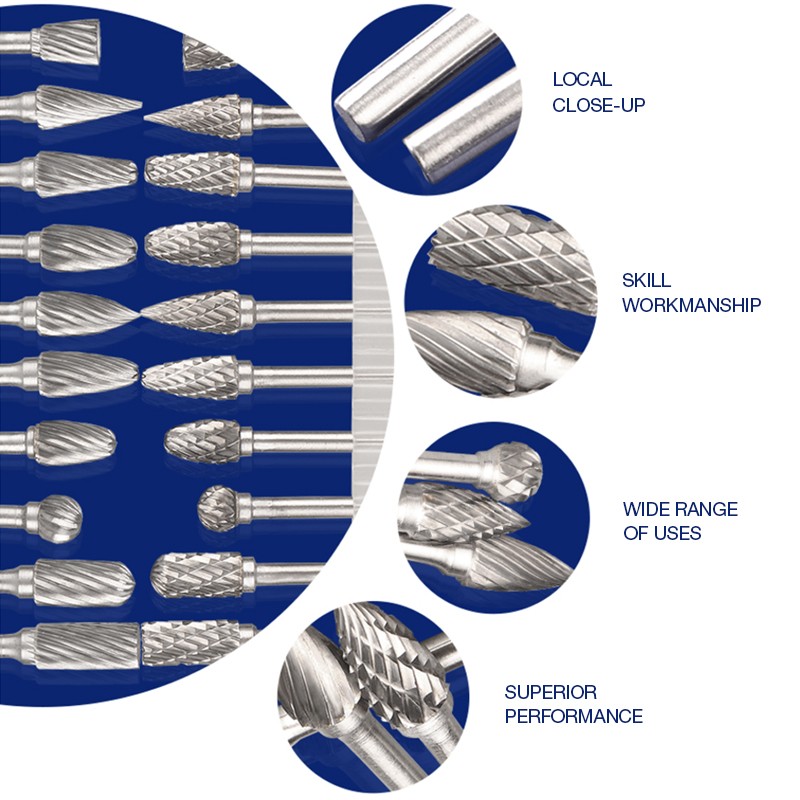 10pcs Tungsten Mill Head Tungsten Steel Tungsten Carbide Bits Sets Mini Drill Bit Diamond Burs Material Tungstenio Dremel Accessories