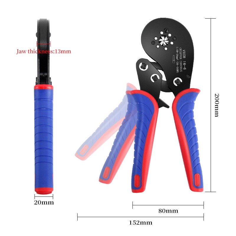 Tubular Terminal Crimping Tool Crimping Pliers HSC8 6-4A/6-6A/16-6 (Max 0.08-16mm²) Electric Small Wire Ferrule Clamp Kit