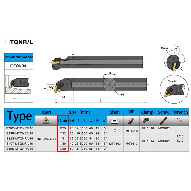 KaKarot Inner Turning Tool Holder MTQNR S16Q-MTQNR16 S32T-MTQNR16 S25S-MTQNR16 Carbide TNMG160408 Lathe Cutting Tools