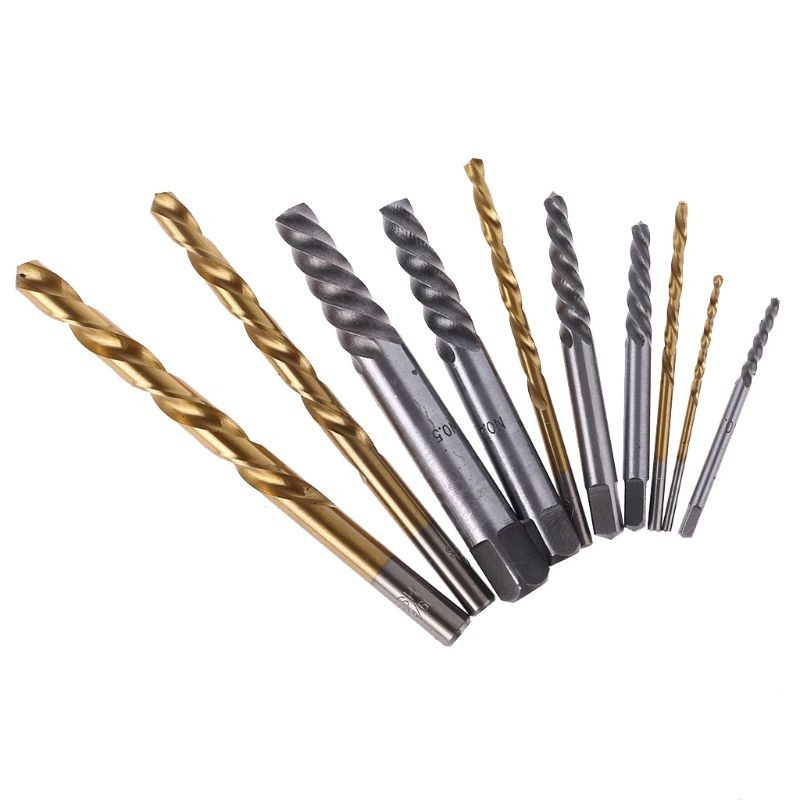 10pcs Cobalt Screw Extractor Left Hand Drill Bit Set Broken Bolt Damaged