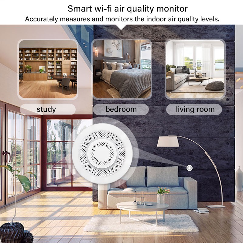 AUBESS Tuya Wifi Air Box Gas Meter VOC Gas Detector Smart Air Quality Monitoring Automation Alarm Detector Alarm Detector Sensor Detector