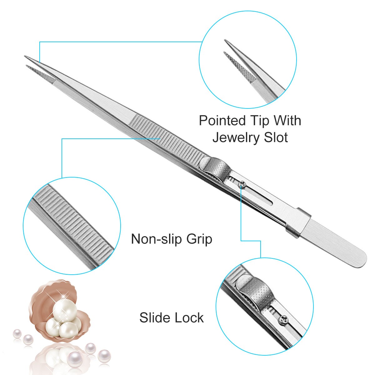 163mm anti-static for jewelry electronic components hold tightly adjustable slide lock tweezers precision industrial tweezers